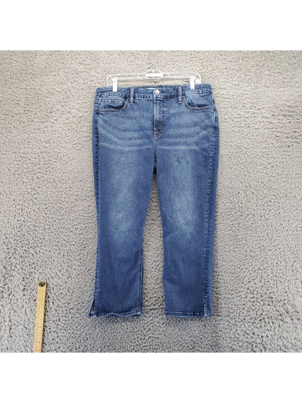Jen7 Capri Womens Size 16 Blue Denim Stretch Mid Rise Split Hem Crop Jeans